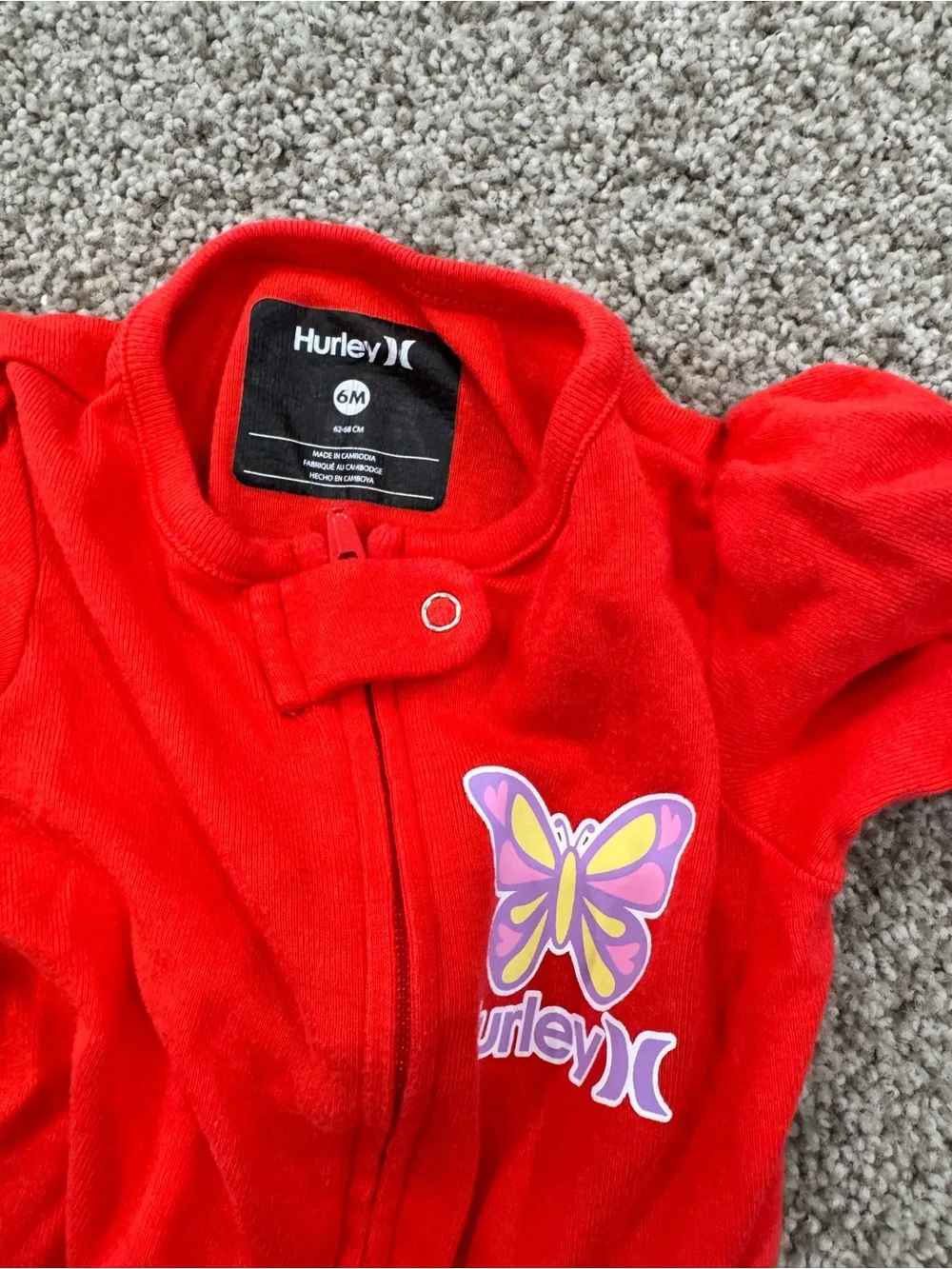 Hurley Bright Red Butterfly Footed One-Piece